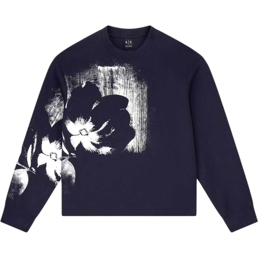 ARMANI EXCHANGE Sweatshirts Men's Marine Blue Crew Neck Moderate Straight Fit