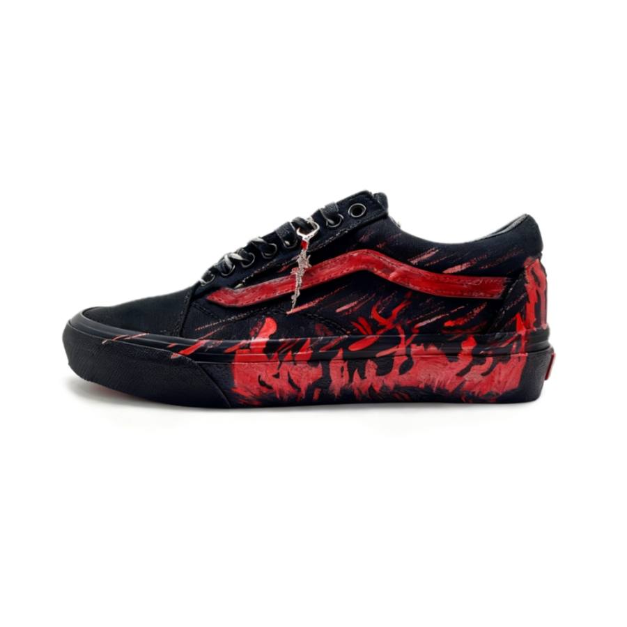 Vans Old Skool Red Spark Low top Skateboard Shoes Unisex Black Red