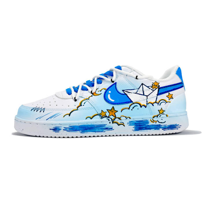 Nike Nike Court Vision 1 Starship Fairy Tale, Starry Sky Cloud Lightweight Low top Skateboard Shoes Unisex White Blue