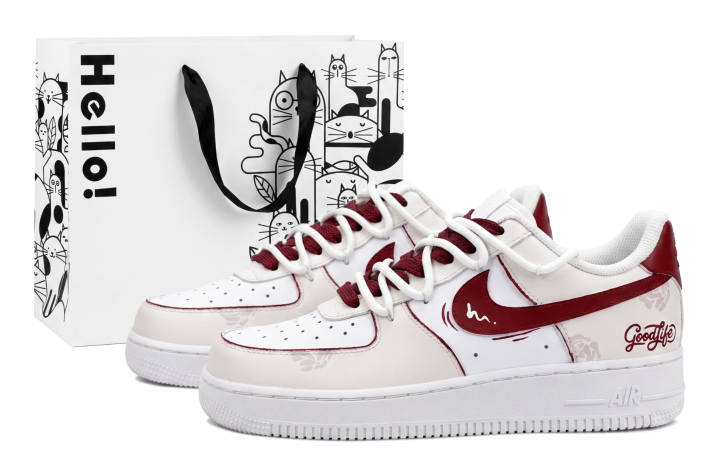 Nike Nike Air Force 1 Skateboard Shoes Unisex Low Top Red/Beige/White