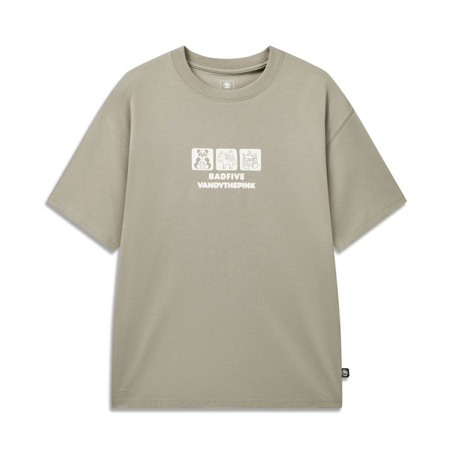 Li-Ning Li Ning T Shirts Men's Lime Gray Crew Neck Moderate Straight Fit