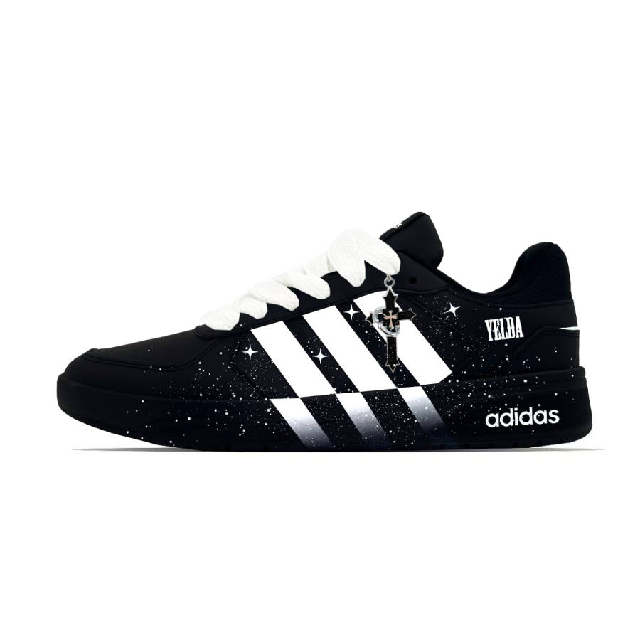 Adidas Neo Courtbeat Galaxy Chessboard Abrasion Resistant Low top Skateboard Shoes Unisex Black White