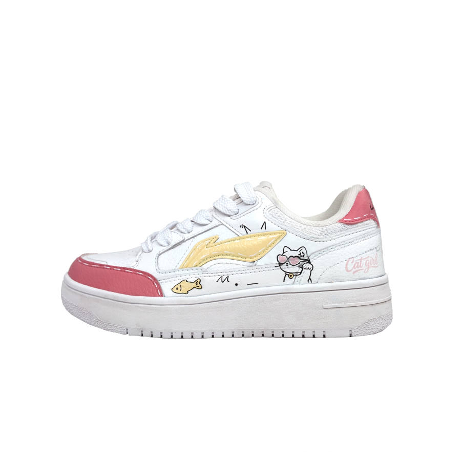 Li-Ning Li Ning Tianji Skateboard Shoes Unisex Low Top White Pink Yellow