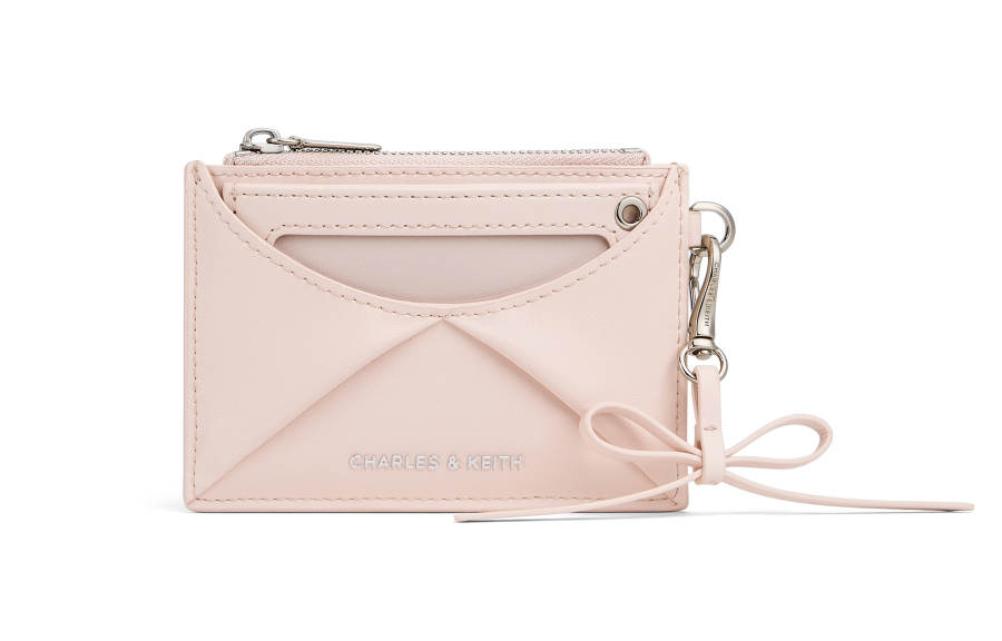 CHARLES&KEITH Pu Card Holder Mini Women's Light Pink/Milk White