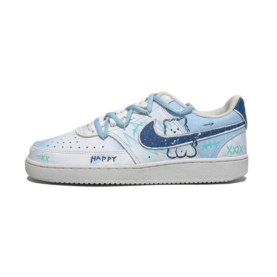 Nike Nike Court Vision 1 West Highland Puppy Cushioning Low top Skateboard Shoes Women's White Blue