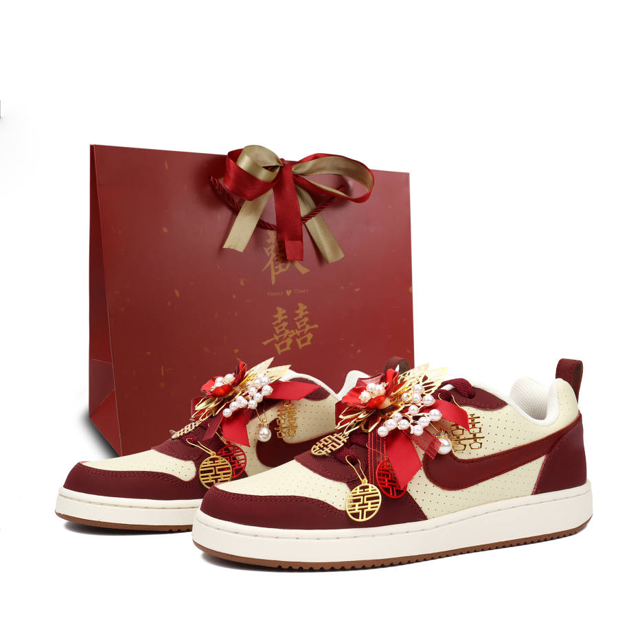 Nike Nike Court Borough Joyful Height Increasing Height Increasing Low top Skateboard Shoes Women's Burgundy
