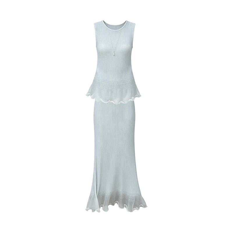 MARIE·COCO Two Piece Skirt Sets Women's Crew Neck Moderate Long Skirt