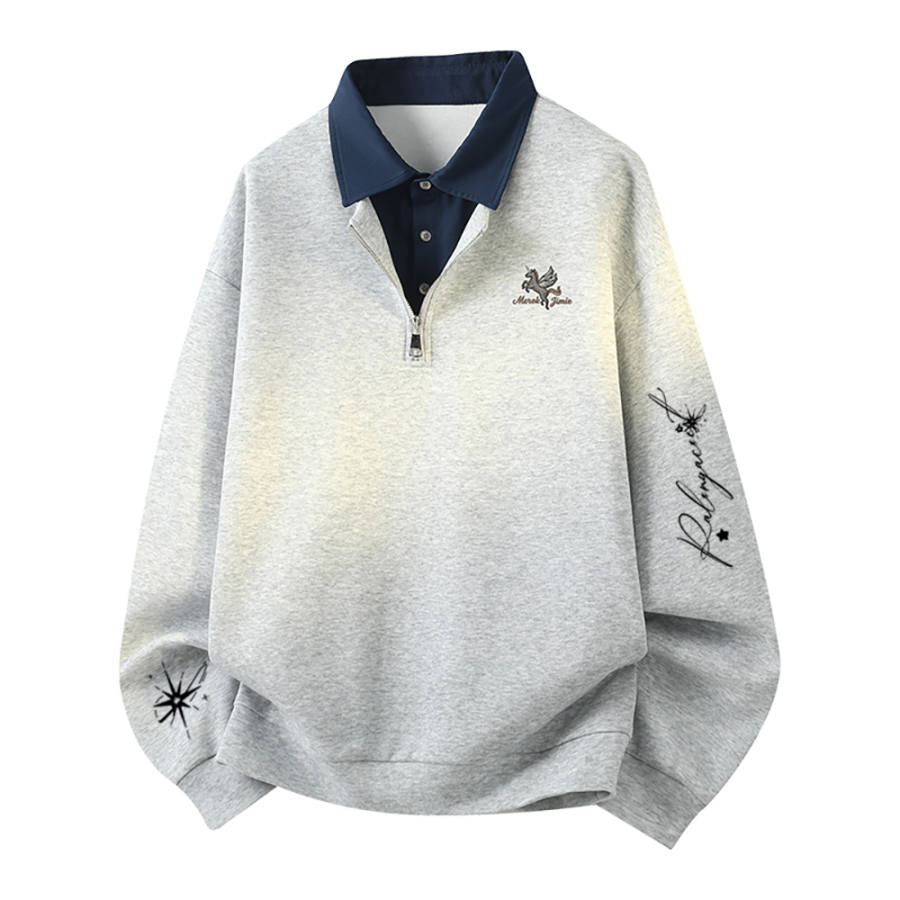 PAL ONGACO Sweatshirts Unisex Shirt Collar Moderate Mock Two Piece