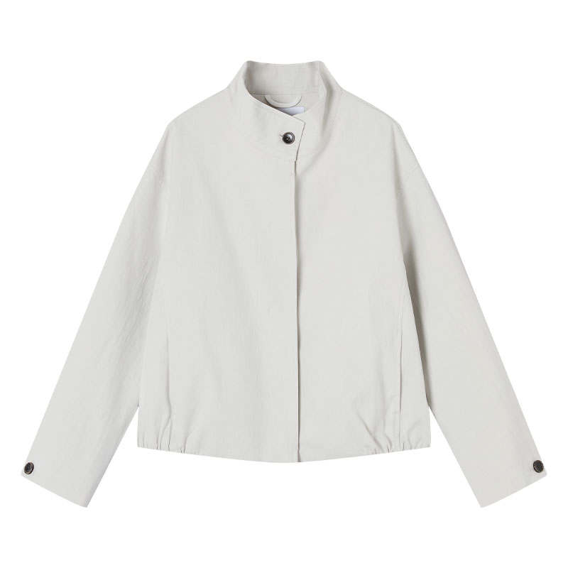 XIANGYING Jackets Women's Light Gray Stand Collar Thin Workwear