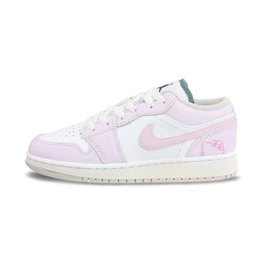 Jordan Jordan Air Jordan 1 Cloud Pink Meow 4.0 Leather Abrasion Resistant Low top Children's Basketball Shoes Light Purple