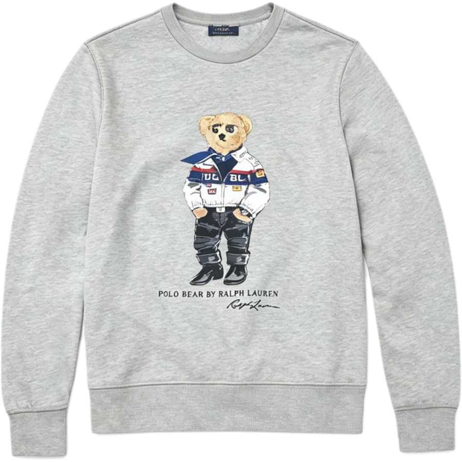 Polo Ralph Lauren Polo Bear Sweatshirts Women's Gray Crew Neck Moderate Straight Fit