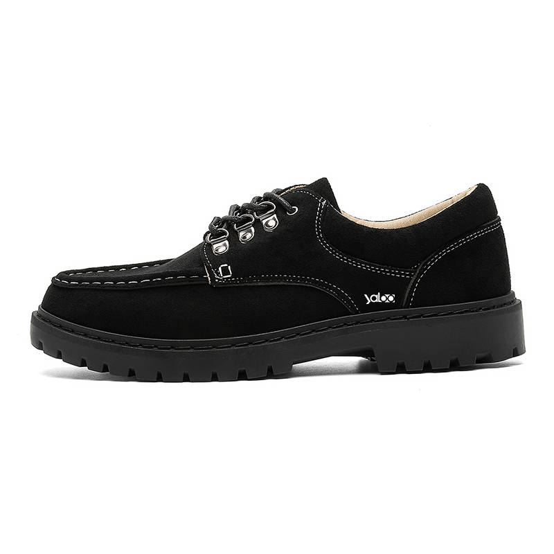 YALU Men's Casual Shoes Men's Low Top Black/Apricot/Coffee
