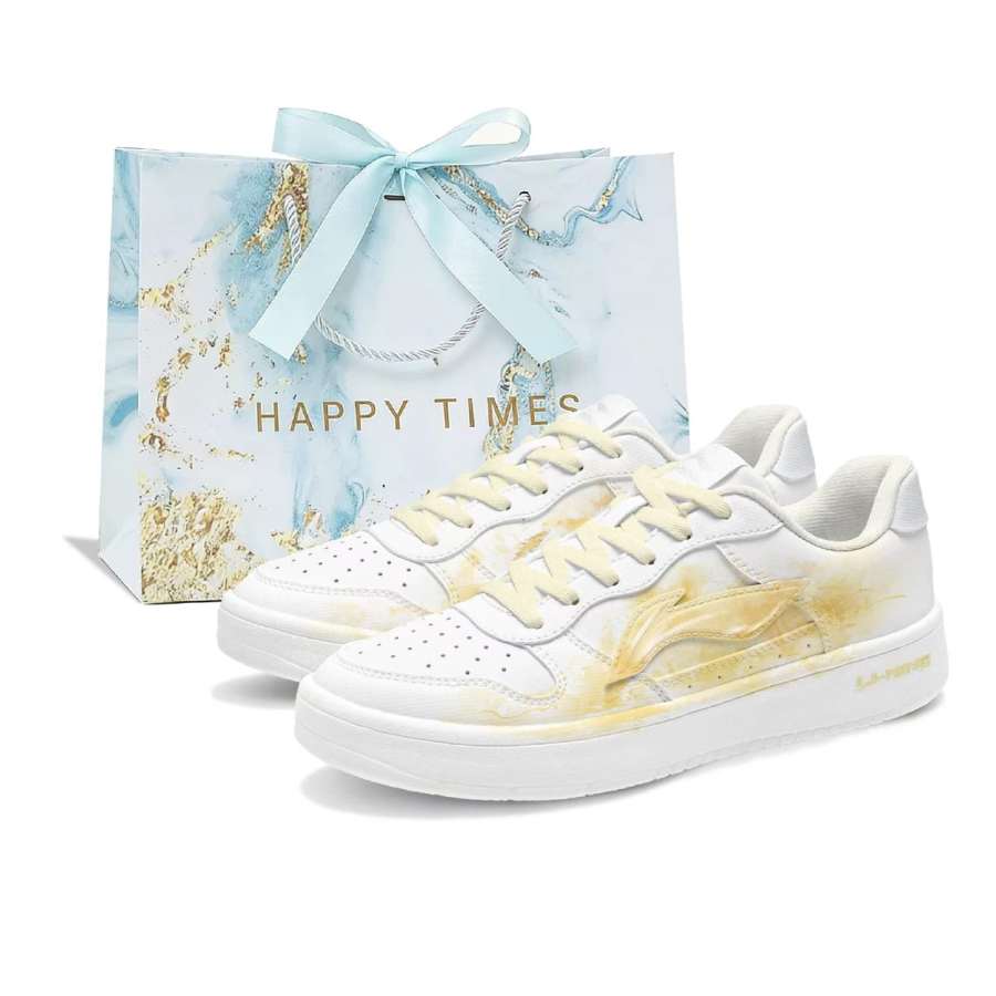 Li-Ning Li Ning Floating Boat Breathable Abrasion Resistant Low top Skateboard Shoes Women's Gold