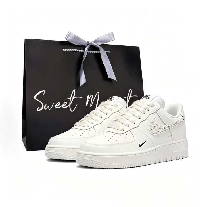 Nike Nike Air Force 1 White Diamond Moonlight, Shopping Bag Slip Resistant Cushioning Abrasion Resistant Low top