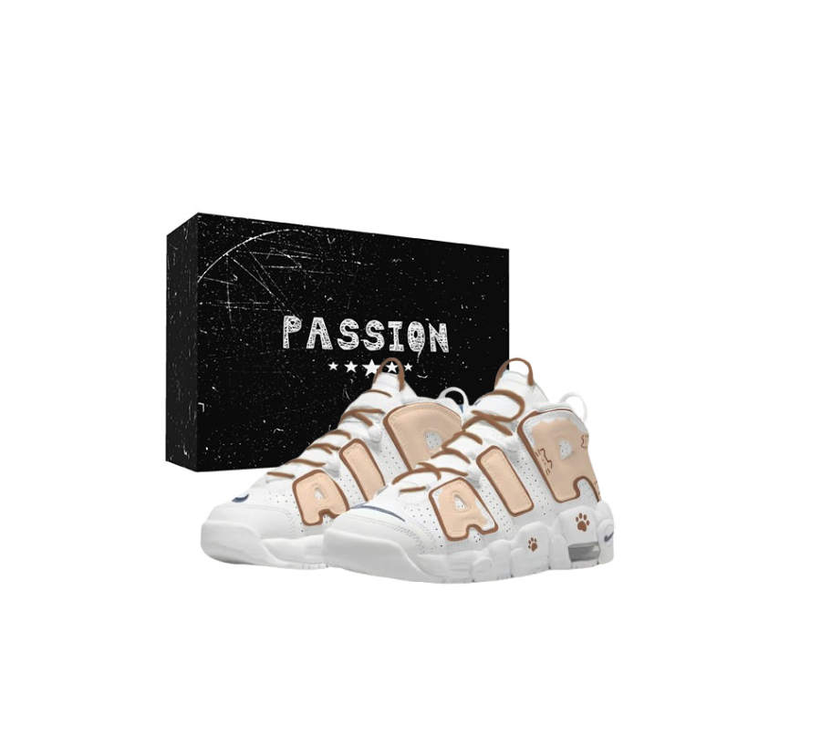 Nike Nike Air More Uptempo Milk Meng Claw Print Big AIR Cushioning, Wear Resistant Mid top Basketball Shoes Women's