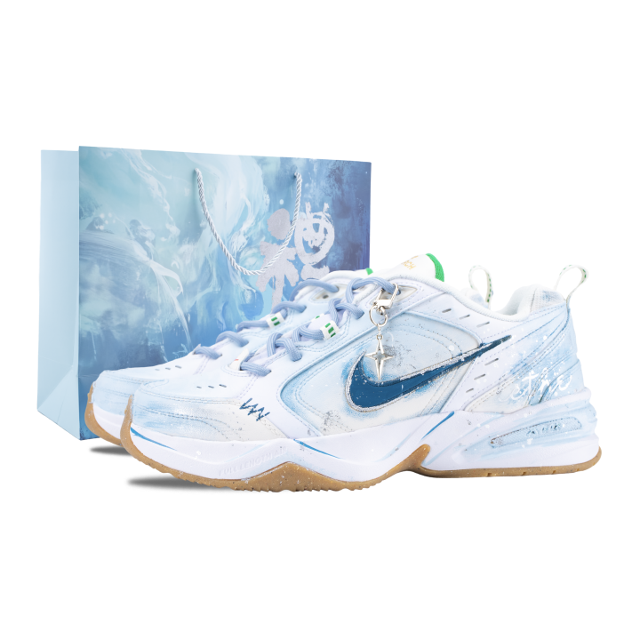 Nike Nike Air Monarch 4 Mint Mist Abrasion Resistant Casual Shoes Men's White Blue