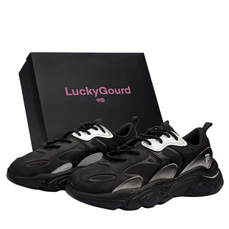 FILA Mars 2 Night Embrace Of The New Moon Cushioning, Wear Resistant Low top Casual Shoes Men's Black Silver