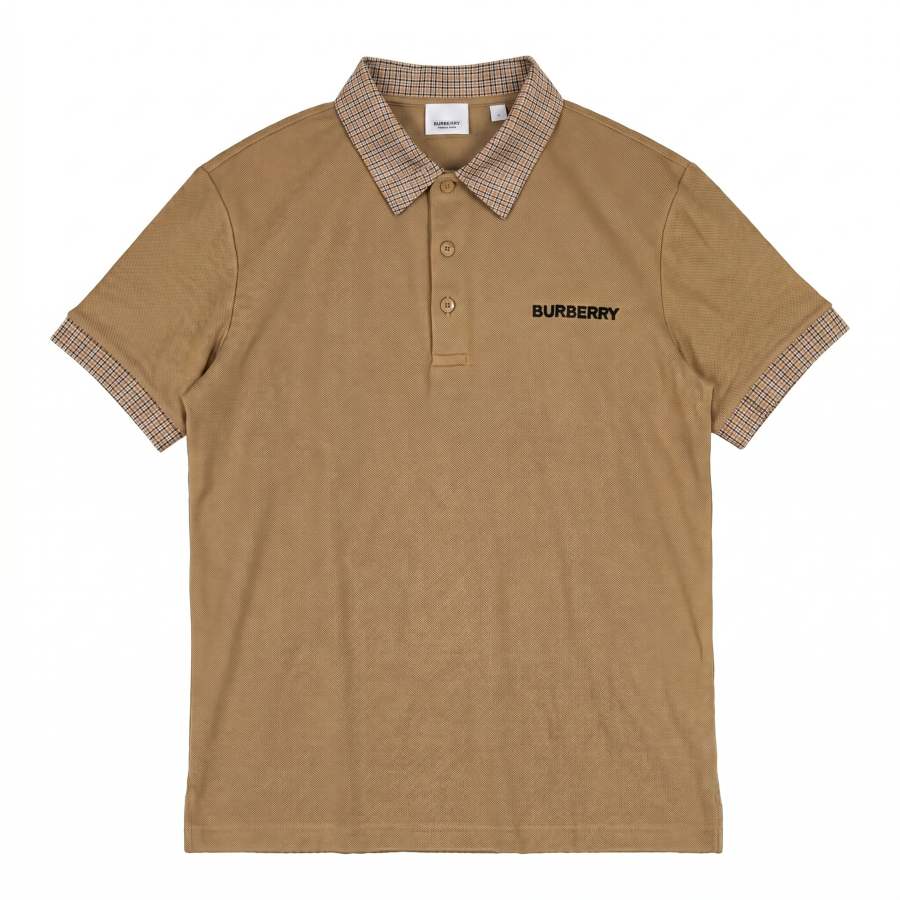 Burberry Polo Shirts Unisex Camel Polo Collar Moderate Straight Fit