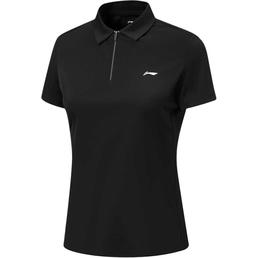 Li-Ning Li Ning Fitness Series Polo Shirts Women's Black Polo Collar Moderate Straight Fit
