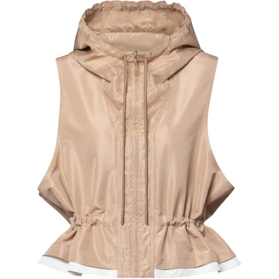 LOUIS VUITTON Monogram Vests Women's Apricot Hooded Non Detachable Moderate Nipped In Waist