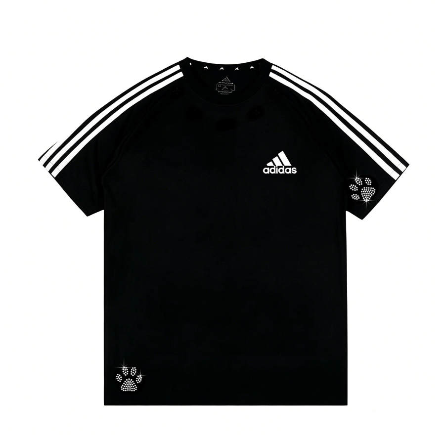 Adidas Adidas Football T Shirts Unisex Jetburst Black Crew Neck Moderate