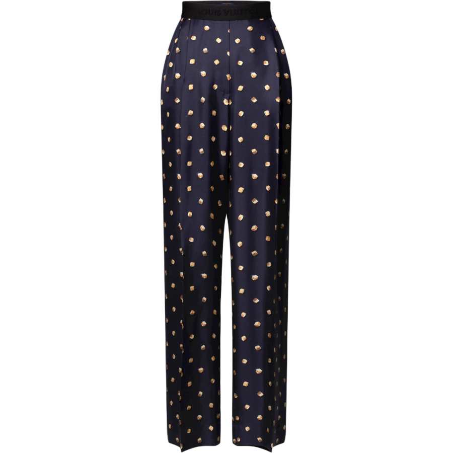 LOUIS VUITTON Casual Pants Women's Blue Moderate Wide Leg Pants
