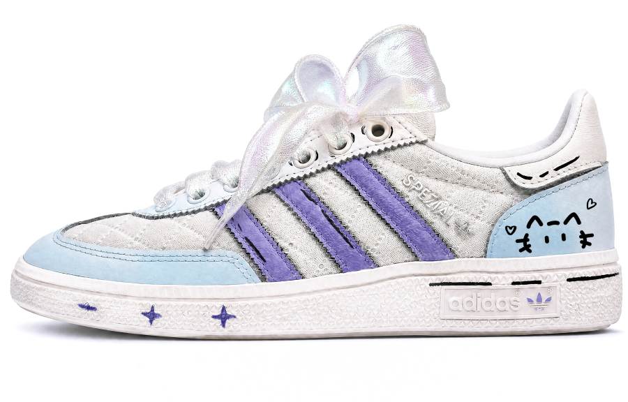 Adidas Originals HANDBALL SPEZIAL Skateboard Shoes Unisex Low Top White/Blue/Purple