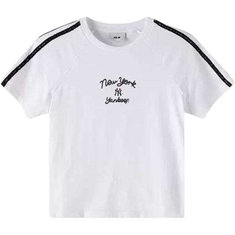 MLB Fitness Clothing Women's White/Black Crew Neck Moderate Straight Fit