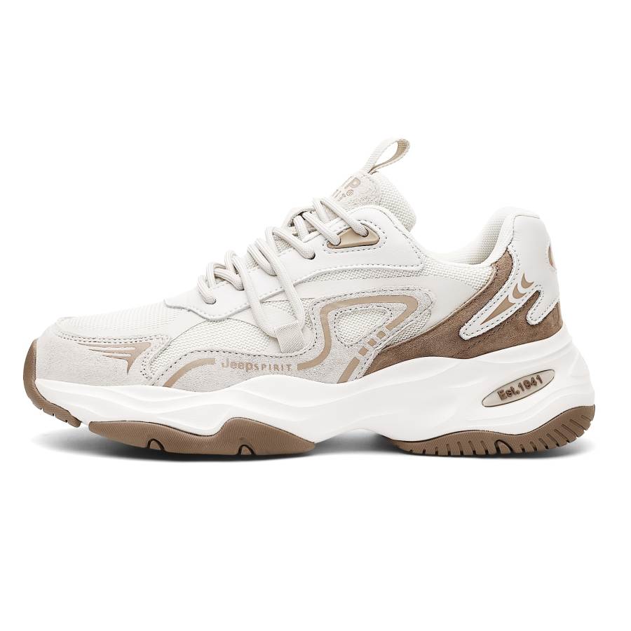 JEEP SPIRIT Rebound Height Increasing Abrasion Resistant Lightweight Low top Casual Shoes Men's Light Sandy