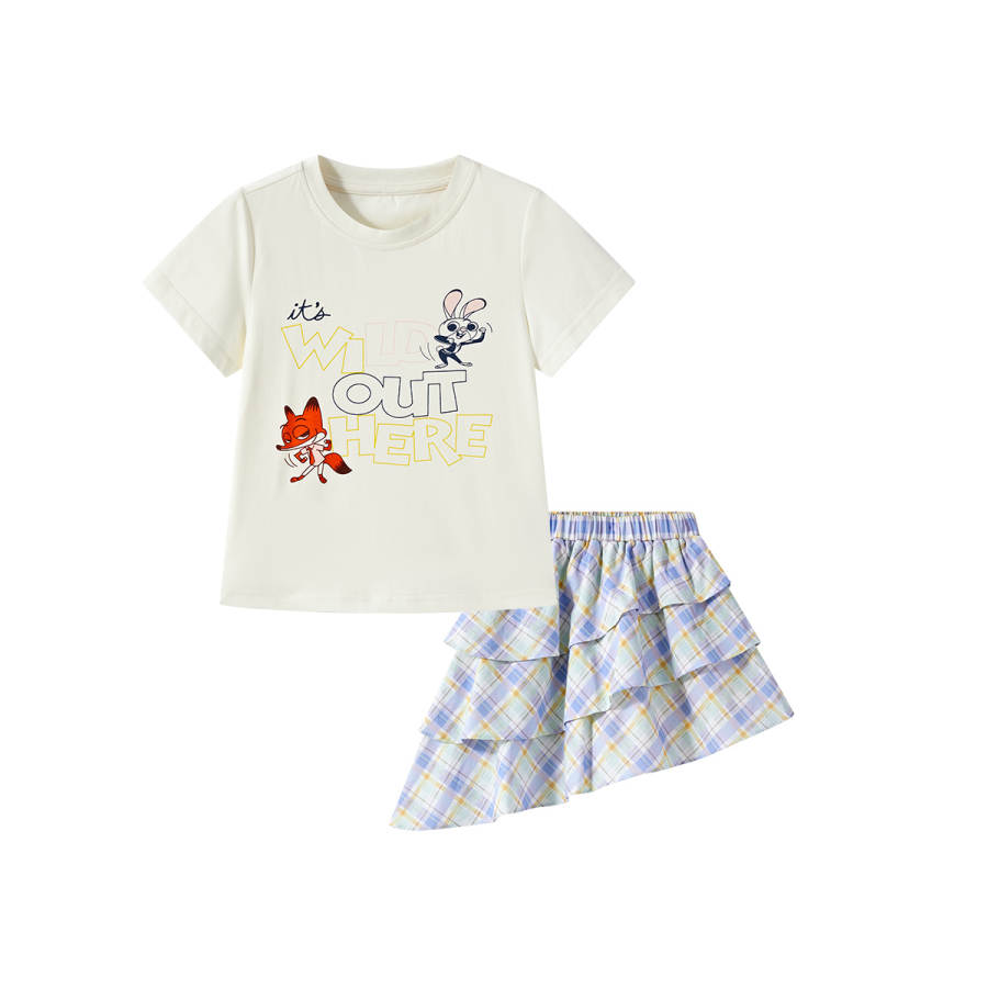 Disney Kids Two Piece Skirt Sets Crew Neck Moderate Short Skirt
