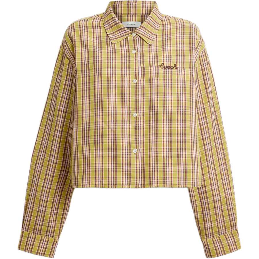 COACH Shirts Women's Earth Yellow Lapel Moderate Other