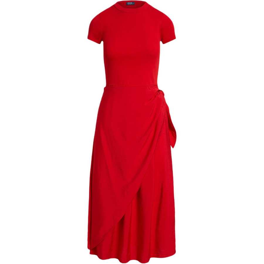 Polo Ralph Lauren Short Sleeved Dresses Women's Red Crew Neck Moderate Midi Skirt Other