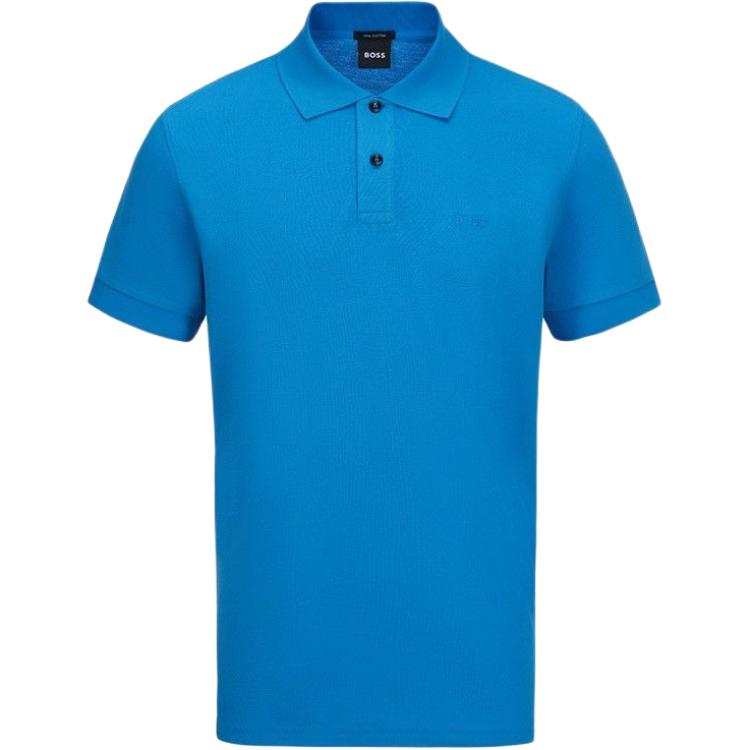HUGO BOSS Polo Shirts Men's Blue Polo Collar Moderate Straight Fit