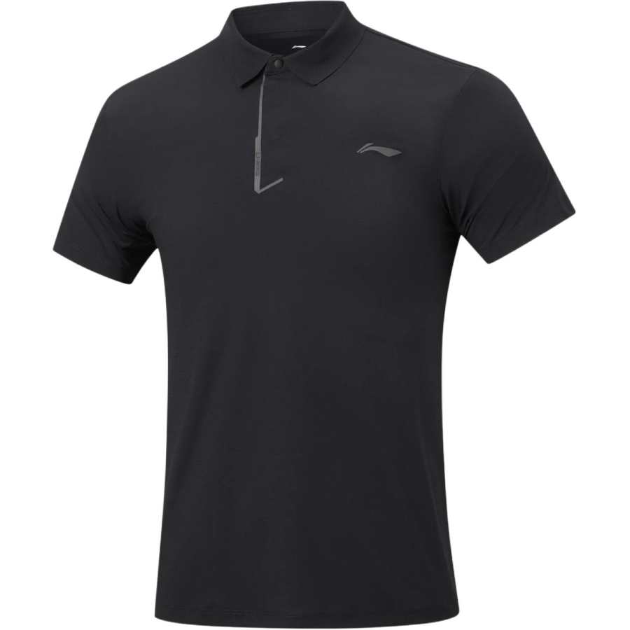 Li-Ning Li Ning Fitness Series Polo Shirts Men's Black Polo Collar Moderate Straight Fit