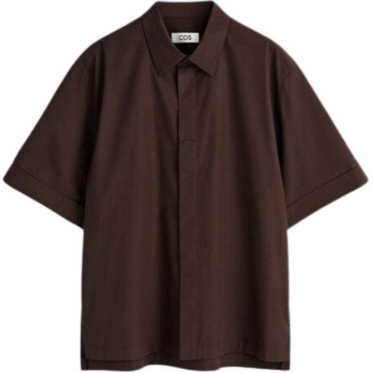 COS Shirts Men's Dark Brown Lapel Moderate Straight Fit