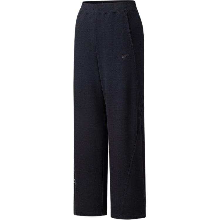 ANTA Knitted Sweatpants Women's Black Thin Wide Leg Pants