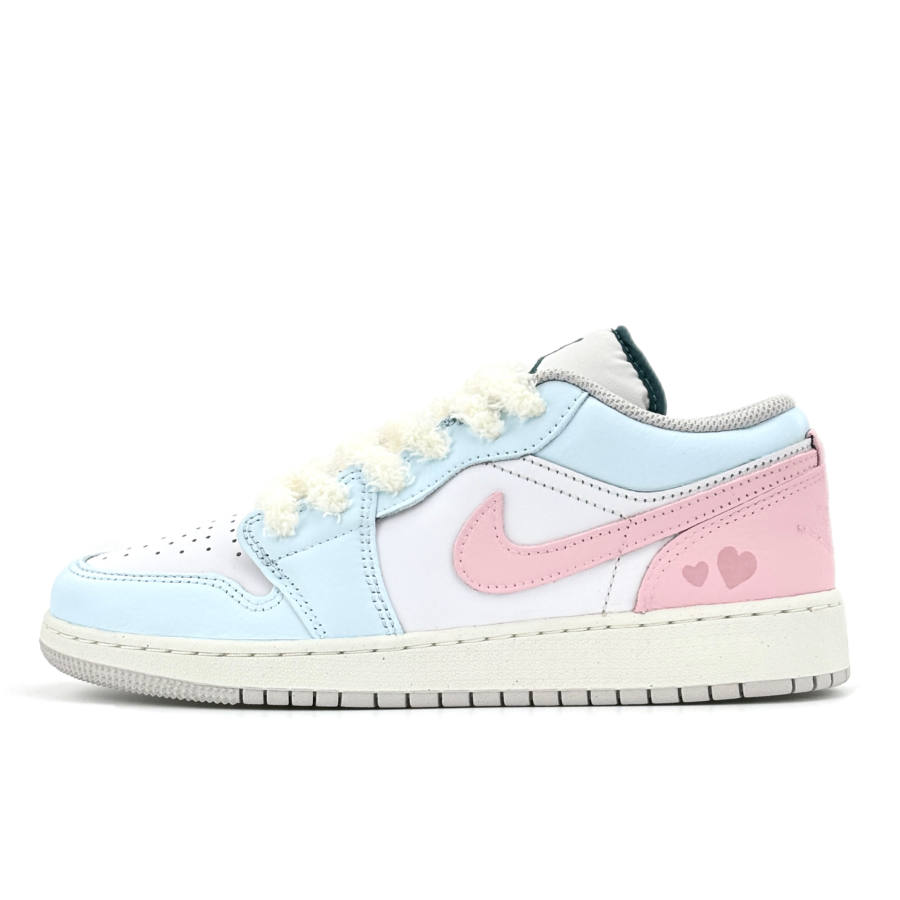 Jordan Jordan Air Jordan 1 Abrasion Resistant Low top Children's Basketball Shoes Blue Peach Unisex