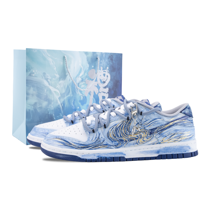 Nike Nike Dunk Skateboard Shoes Men's Low Top Blue Gold