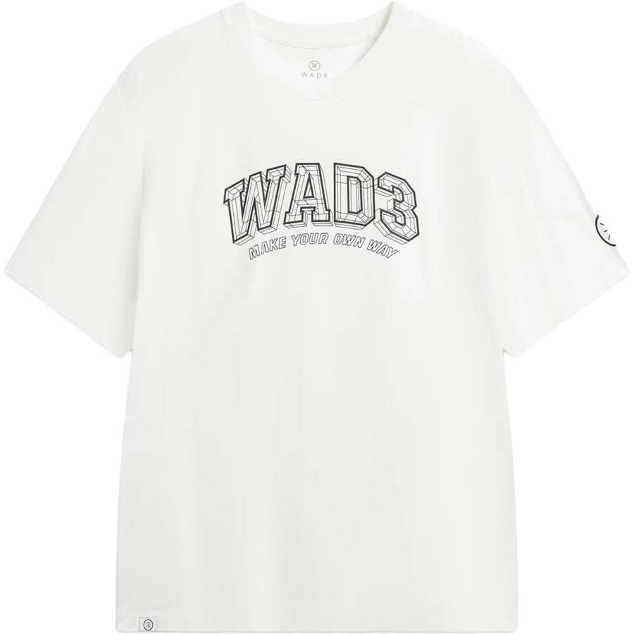 Li-Ning Li Ning T Shirts Men's White Crew Neck Moderate Straight Fit