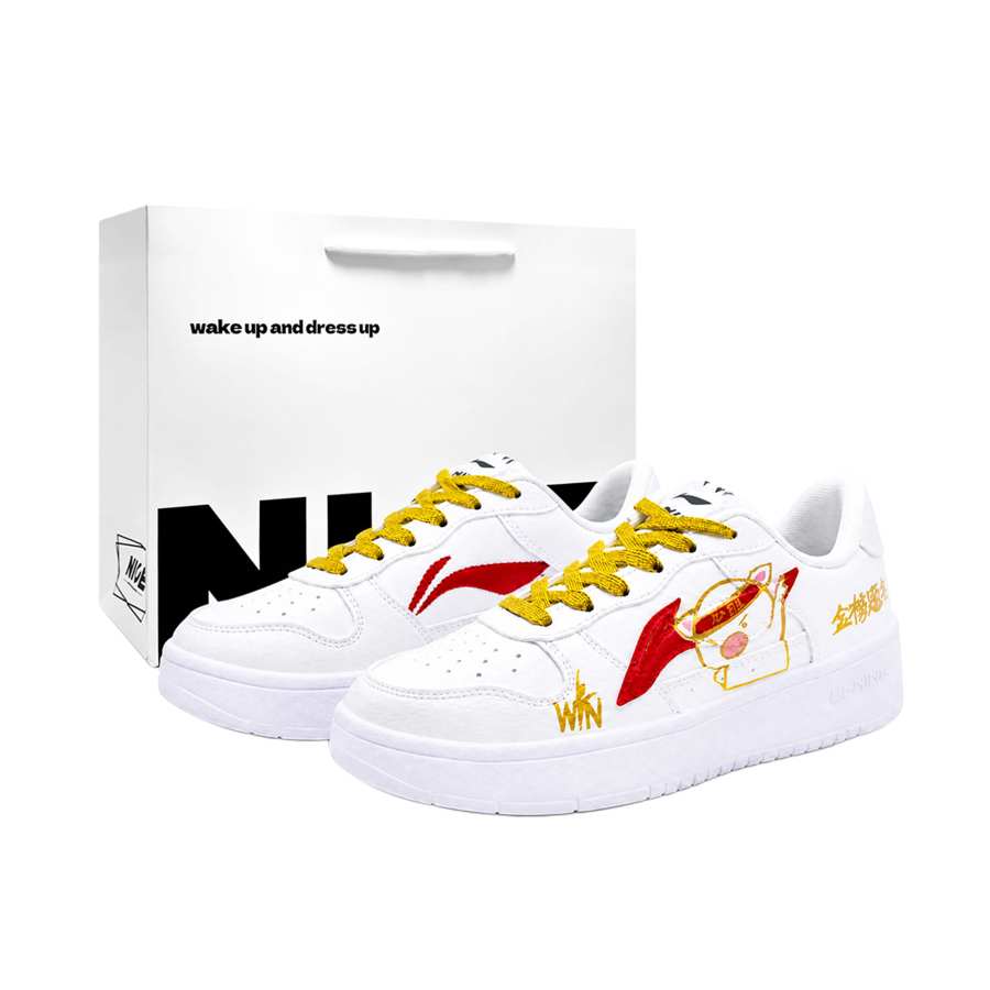 Li-Ning Li Ning Floating Boat Skateboard Shoes Men's Low Top Red Gold
