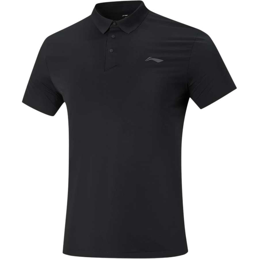 Li-Ning Li Ning Fitness Series Polo Shirts Men's Black Polo Collar Moderate Straight Fit