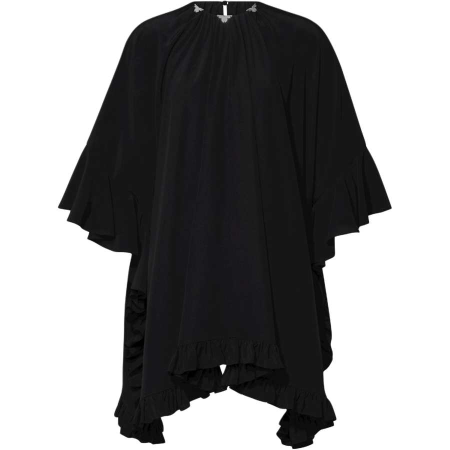 LOUIS VUITTON Long Sleeved Dresses Women's Black Crew Neck Moderate Short Skirt