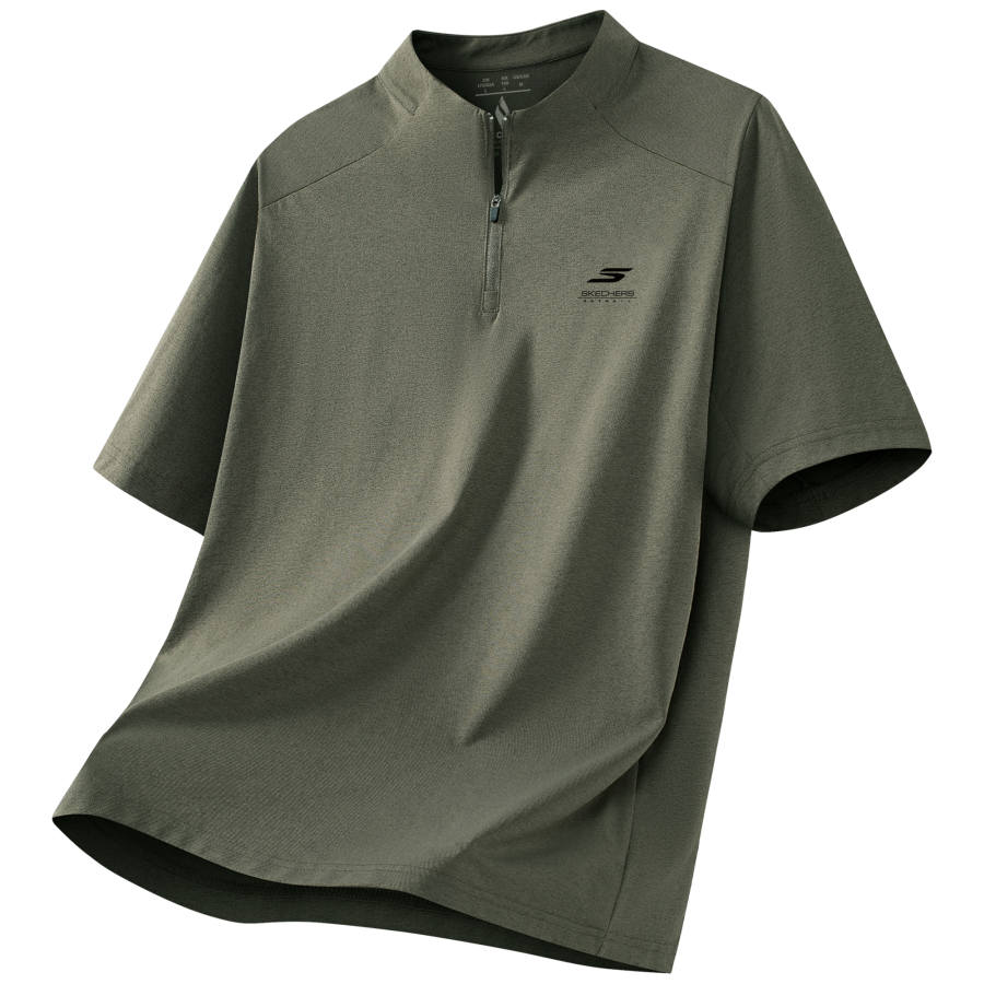 Skechers Comfortable Technology Collection T Shirts Unisex Dark Green High Texture Half Turtleneck Thin Straight Fit