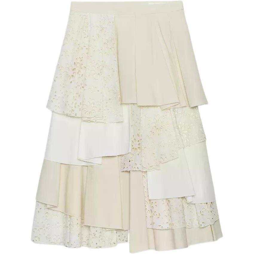 ZARA Casual Long Skirts Women's Frosted White Moderate Midi Skirt Other