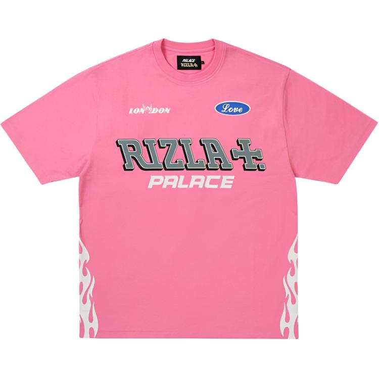 PALACE Rizla T Shirts Unisex Pink Crew Neck Moderate
