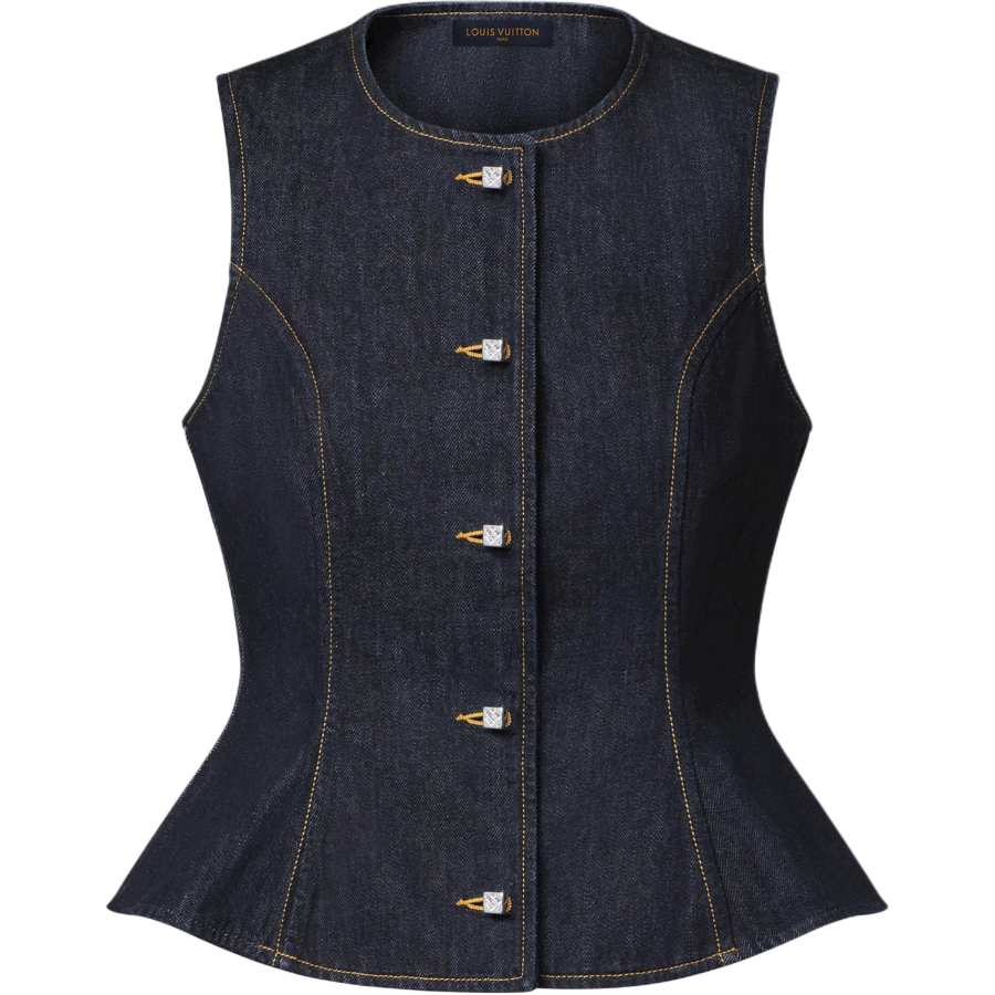 LOUIS VUITTON Vests Women's Dark Blue Crew Neck Moderate Other