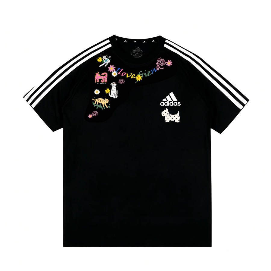 Adidas Adidas Football T Shirts Unisex Jet Black Wild Crew Neck Moderate