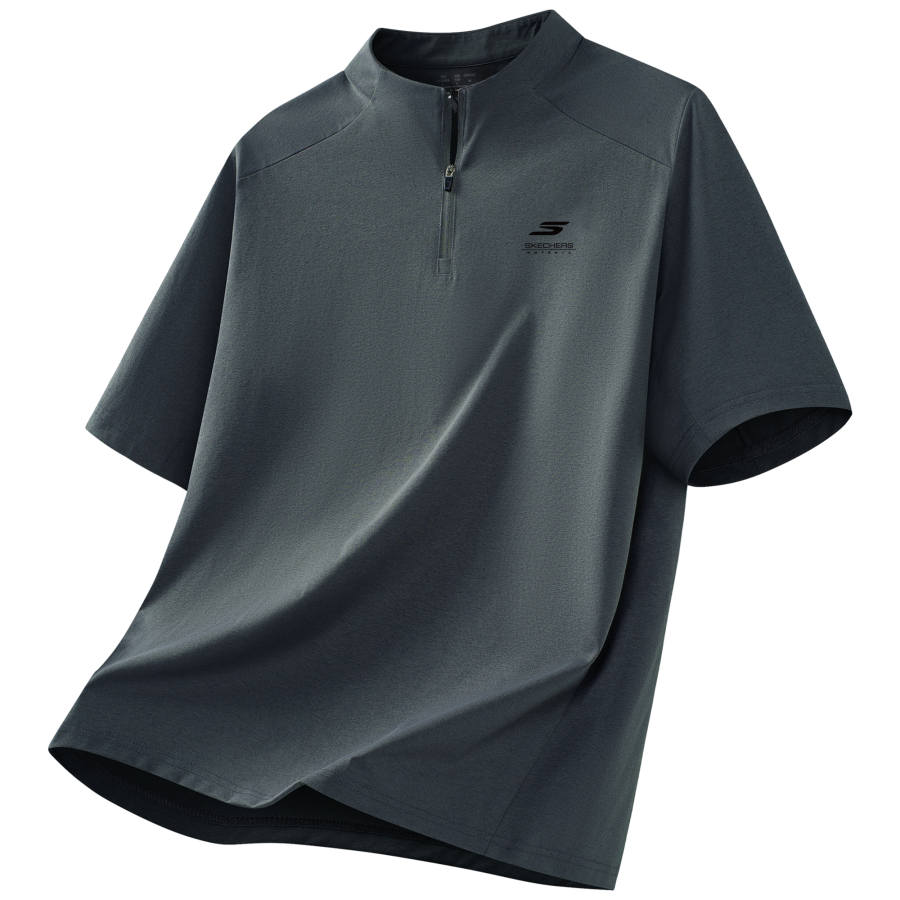 Skechers Comfortable Technology Collection T Shirts Unisex Dark Gray 02CF Half Turtleneck Thin Straight Fit