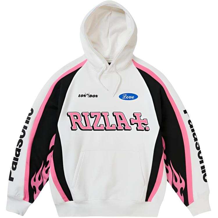 PALACE Rizla Sweatshirts Unisex Pink White Hooded Non Detachable Moderate