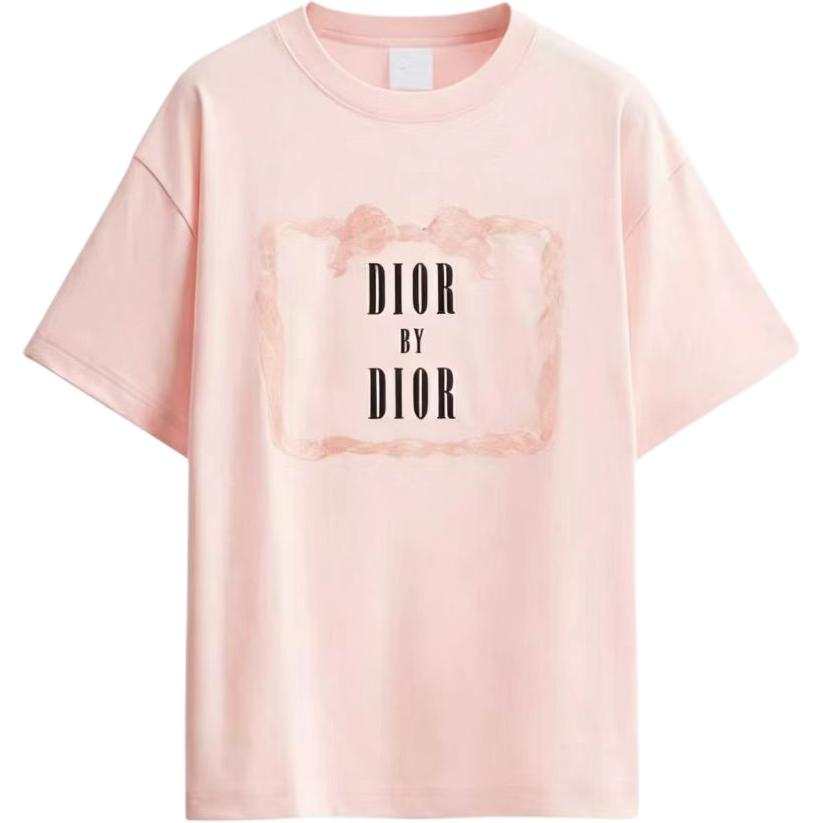 DIOR T Shirts Women's Pink Crew Neck Moderate
